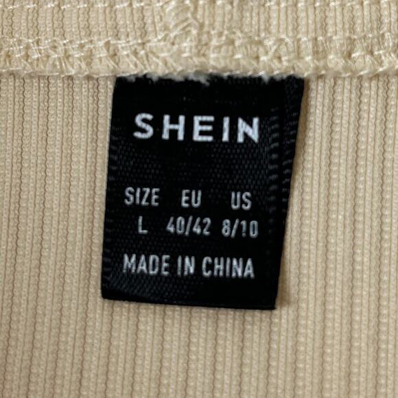 Shein Women's Corduroy Jacket Size L Cream Zip Up Hoodie Cropped Flap Pockets - Picture 6 of 7